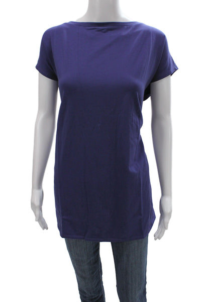 Eileen Fisher Women Tunic Boat Neck Purple Organic Cotton Sleeveless Size L