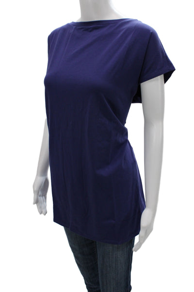 Eileen Fisher Women Tunic Boat Neck Purple Organic Cotton Sleeveless Size L
