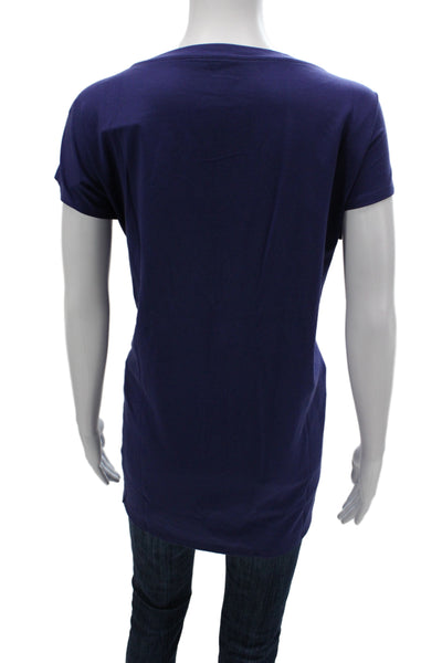 Eileen Fisher Women Tunic Boat Neck Purple Organic Cotton Sleeveless Size L