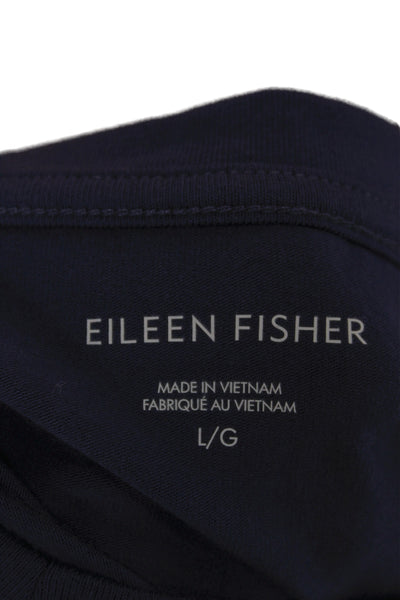 Eileen Fisher Women Tunic Boat Neck Purple Organic Cotton Sleeveless Size L
