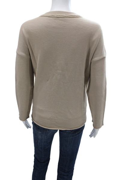Eileen Fisher Womens Pullover Sweatshirt Beige Organic Cotton Crew Neck Size PS