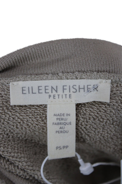 Eileen Fisher Womens Pullover Sweatshirt Beige Organic Cotton Crew Neck Size PS