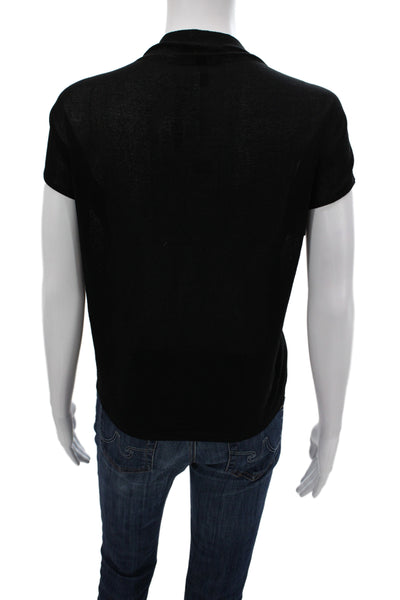 Eileen Fisher Womens Mock Neck Organic Cotton Tee Sleeveless Black Size M