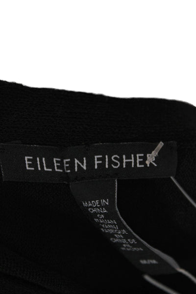 Eileen Fisher Womens Mock Neck Organic Cotton Tee Sleeveless Black Size M