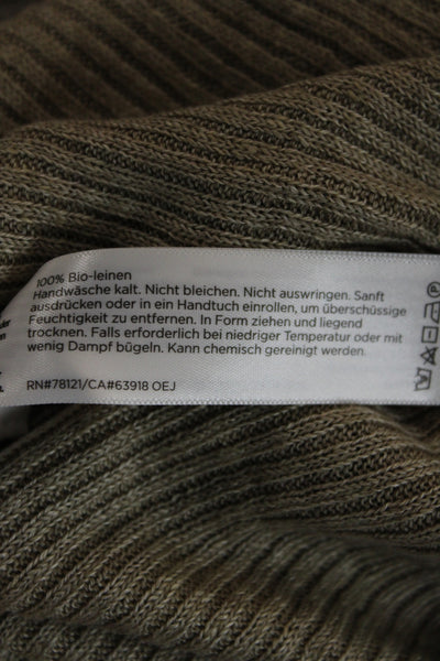 Eileen Fisher Women Beige Organic Linen Crew Pullover Long Sleeve Petite Size S