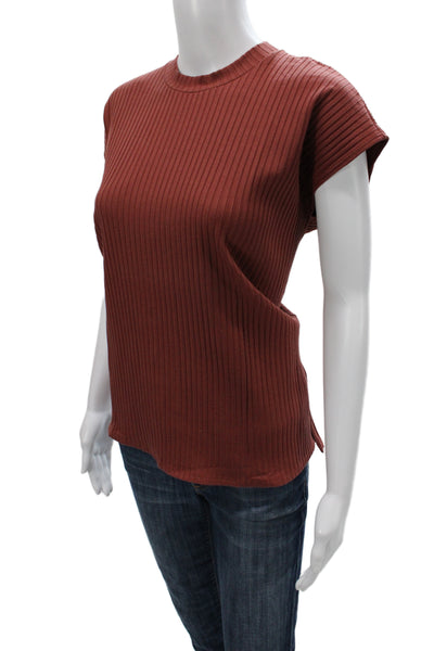 Eileen Fisher Womens Basic Sleeveless Crew Neck Red T-Shirt 89% TENCEL Size M