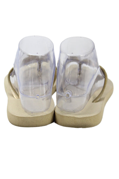 Havaianas Womens Rubber Logo Metallic T Strap Sandals Brown Size 4-5