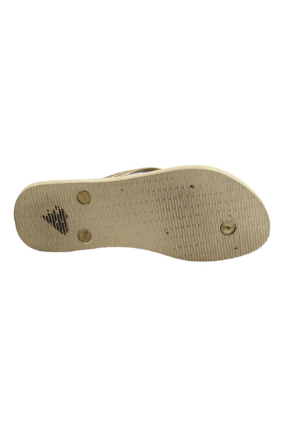 Havaianas Womens Rubber Logo Metallic T Strap Sandals Brown Size 4-5