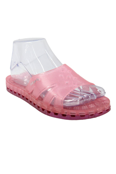 Sensi Womens Logo Rubber Strap Slide Sandals Pink Size 7