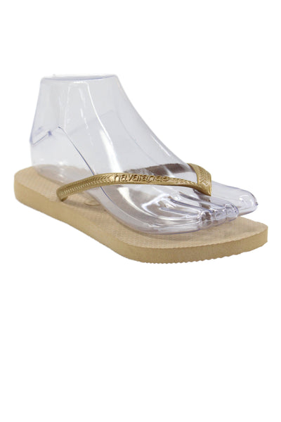 Havaianas Womens Rubber Logo T Strap Beach Sandals Brown Size 35-36