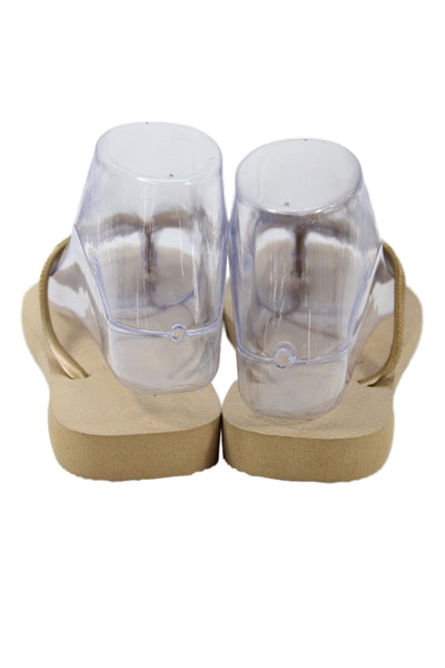 Havaianas Womens Rubber Logo T Strap Beach Sandals Brown Size 35-36