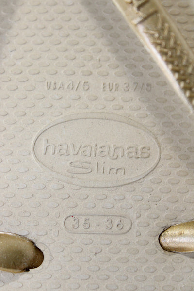 Havaianas Womens Rubber Logo T Strap Beach Sandals Brown Size 35-36