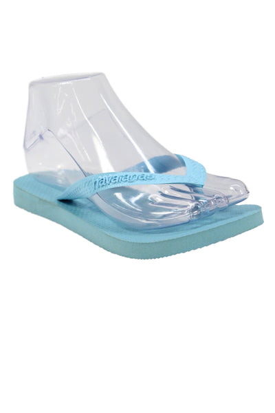 Havaianas Womens Rubber Logo T Strap Beach Sandals Light Blue Size 4-5