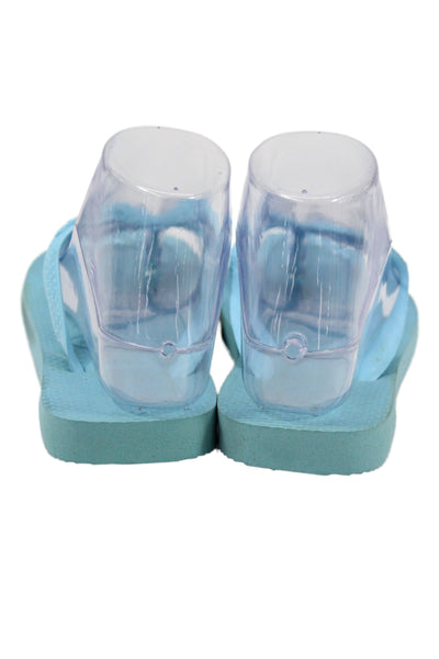 Havaianas Womens Rubber Logo T Strap Beach Sandals Light Blue Size 4-5