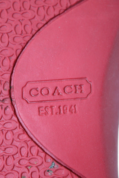 Coach Womens Canvas Leather Trim Striped T Strap Sandals Red White Size 6