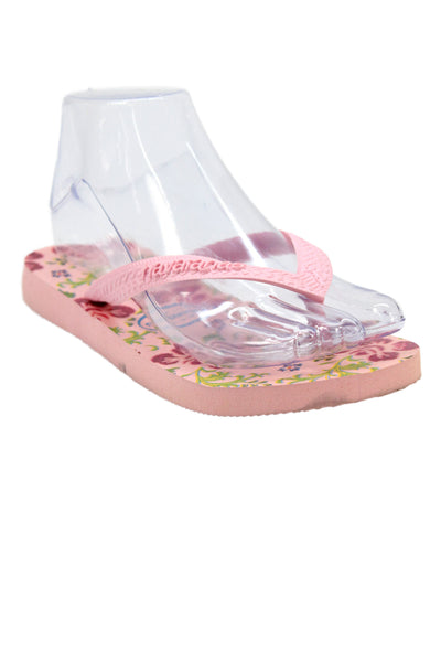 Havaianas Womens Rubber Logo Floral T Strap Beach Sandals Pink Size 4-5