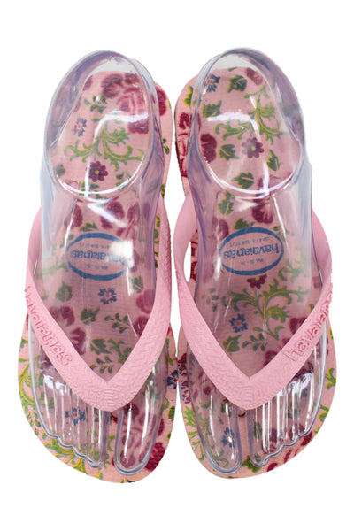 Havaianas Womens Rubber Logo Floral T Strap Beach Sandals Pink Size 4-5
