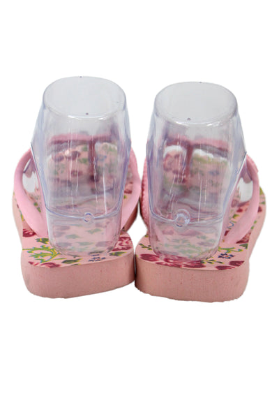 Havaianas Womens Rubber Logo Floral T Strap Beach Sandals Pink Size 4-5