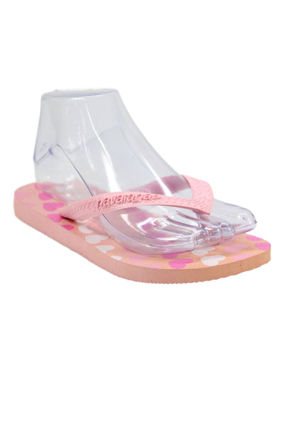 Havaianas Womens Rubber Heart Logo T Strap Beach Sandals Pink Size 4-5