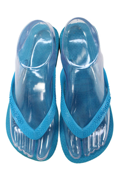 Havaianas Womens Rubber Logo T Strap Sandals Blue Size 4-5