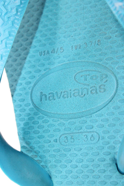 Havaianas Womens Rubber Logo T Strap Sandals Blue Size 4-5