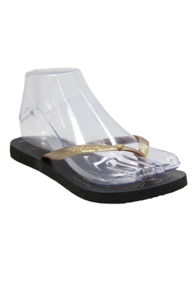 Charlotte Olympia x Havaianas Womens Rubber Logo T Strap Sandals Brown Size 6