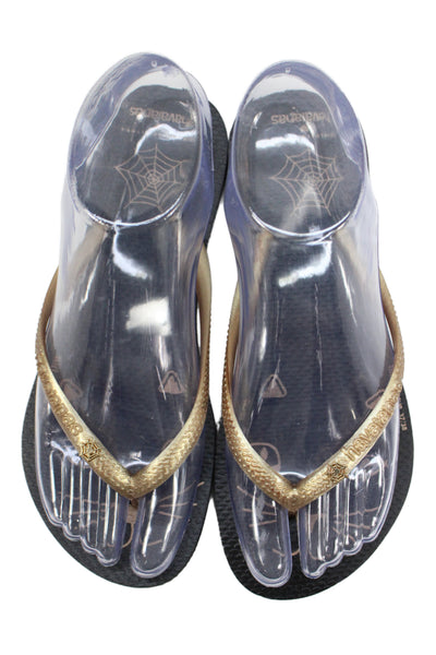 Charlotte Olympia x Havaianas Womens Rubber Logo T Strap Sandals Brown Size 6