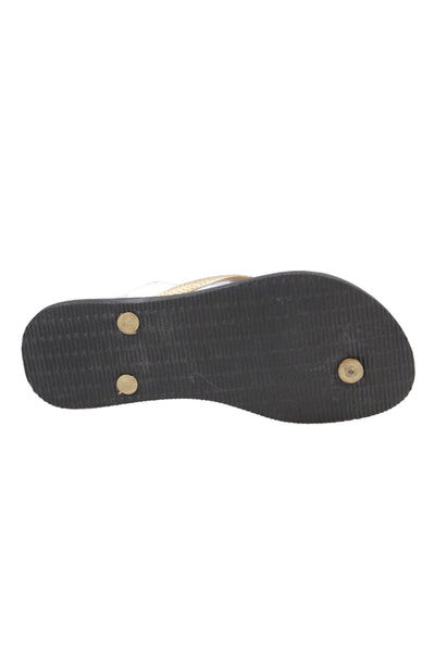 Charlotte Olympia x Havaianas Womens Rubber Logo T Strap Sandals Brown Size 6