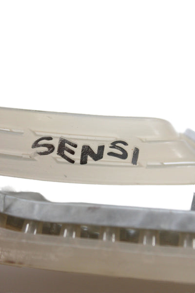 Sensi Womens Logo Rubber T Strap Beach Sandals Clear Gray Size 5-6