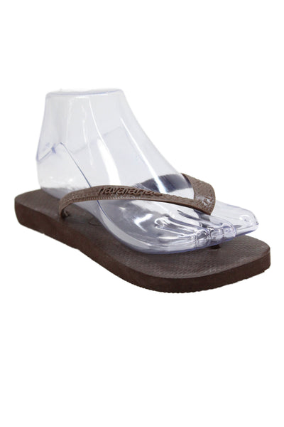 Havaianas Womens Rubber Logo T Strap Beach Sandals Chocolate Size 4-5
