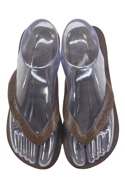 Havaianas Womens Rubber Logo T Strap Beach Sandals Chocolate Size 4-5
