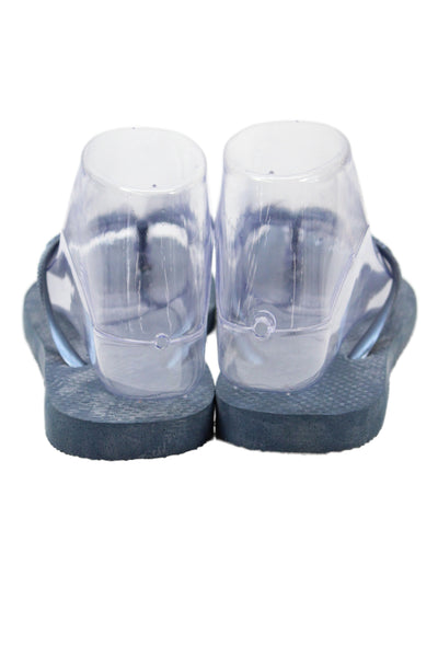 Havaianas Womens Rubber Logo T Strap Beach Sandals Navy Blue Size 4-5