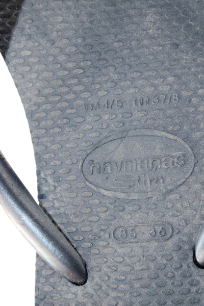 Havaianas Womens Rubber Logo T Strap Beach Sandals Navy Blue Size 4-5