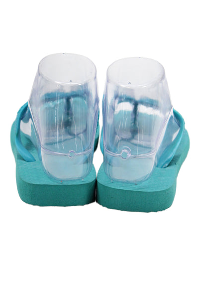 Havaianas Womens Rubber Logo T Strap Beach Sandals Aqua Size 4-5