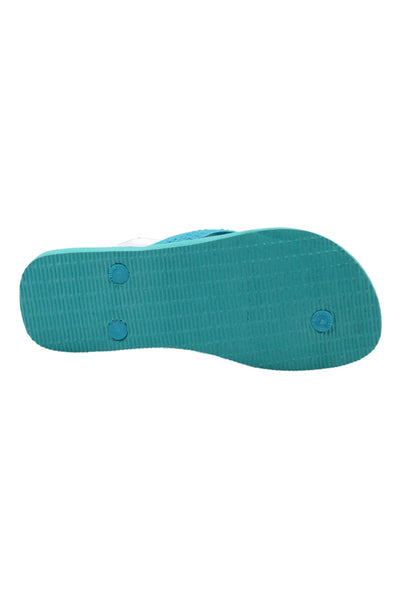 Havaianas Womens Rubber Logo T Strap Beach Sandals Aqua Size 4-5