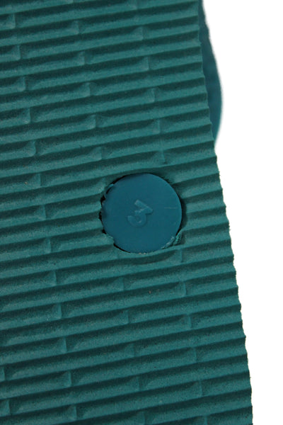 Havaianas Womens Rubber Logo T Strap Beach Sandals Aqua Size 4-5