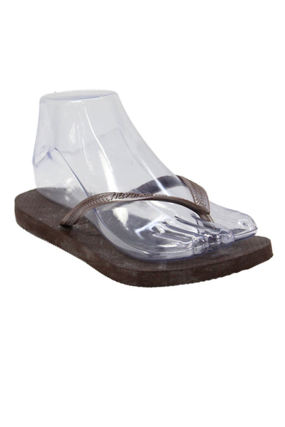 Havaianas Womens Rubber Logo T Strap Beach Sandals Brown Size 4-5