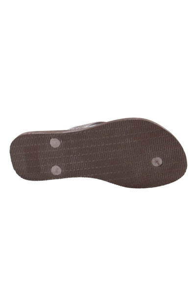 Havaianas Womens Rubber Logo T Strap Beach Sandals Brown Size 4-5
