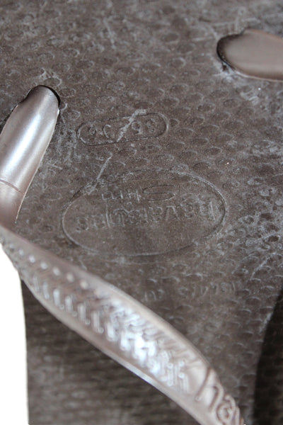 Havaianas Womens Rubber Logo T Strap Beach Sandals Brown Size 4-5