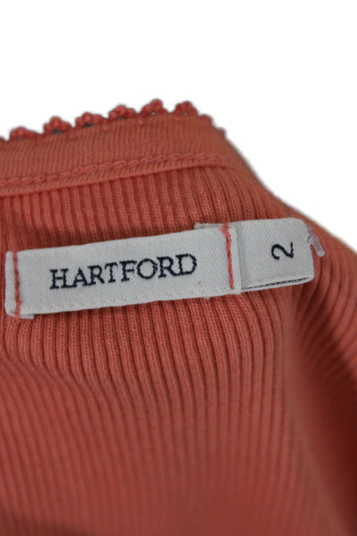 Hartford Womens Orange Scoop Neck Cotton Camisole Sleeveless Size 2