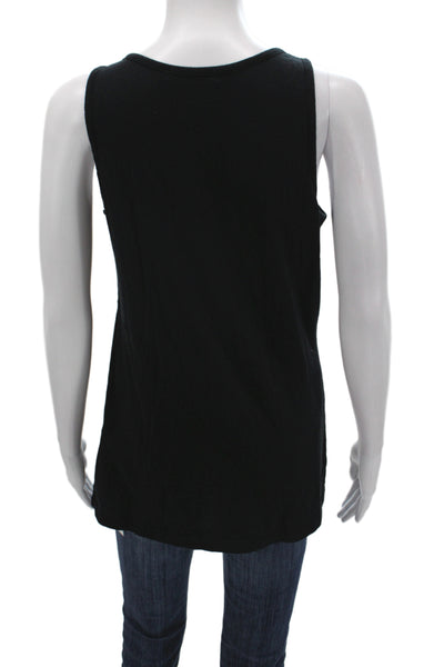 Velvet by Graham & Spencer Women Black Cotton Scoop Neck Sleeveless Tank Size L