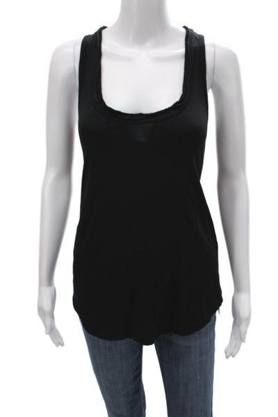 Velvet by Graham & Spencer Women Basic Black Scoop Neck Cotton Tank Size S
