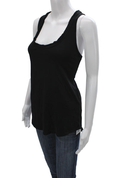 Velvet by Graham & Spencer Women Basic Black Scoop Neck Cotton Tank Size S