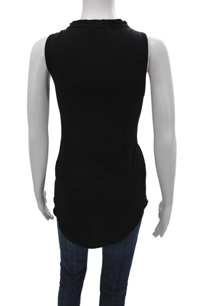 Velvet by Graham & Spencer Women Basic Black Scoop Neck Cotton Tank Size S