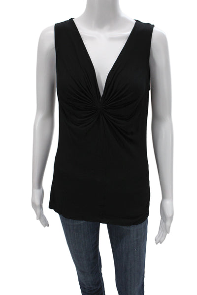 Velvet Womens Jersey Tank Black V Neck Sleeveless Rayon Size M