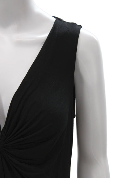 Velvet Womens Jersey Tank Black V Neck Sleeveless Rayon Size M