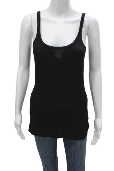 Velvet by Graham & Spencer Women Basic Black Scoop Neck Tank Sleeveless Size S