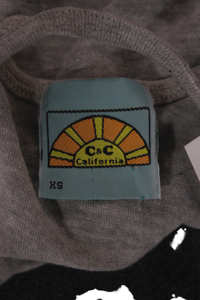 C&C California Women Gray Scoop Neck Basic Tank Sleeveless Cotton Size XS