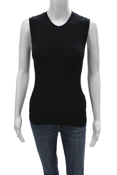 Theory Women Black Basic Sleeveless Tank Crew Neck Top Size One Size