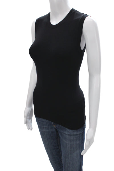Theory Women Black Basic Sleeveless Tank Crew Neck Top Size One Size
